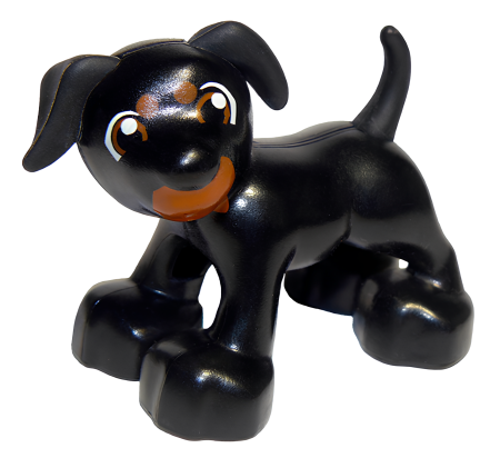 Щенок Lego Duplo Dog with Dark Orange Eyes, Spots, and Mouth Pattern 1396pb02 U